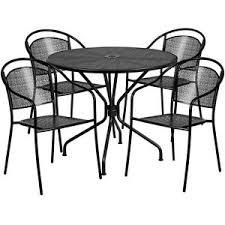 We have a large selection of outdoor metal furniture ranging from galvanized metal chairs, barstools, tables, and table tops to bases. 35 25 Round Black Indoor Outdoor Patio Restaurant Table Set W 4 Metal Chairs Ebay