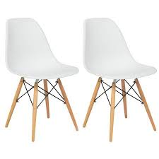 Best Choice Products Set Of 2 Mid Century Modern Dining Arm Chairs W Molded Plastic Shell White Walmart Com Eames Style Dining Chair Mid Century Dining Chairs Side Chairs Dining