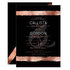 Luxury Black Rose Gold Brushstroke Border Wedding Invitation Zazzle Com Rose Gold White Wedding Chic Wedding Invitations Wedding Invitations