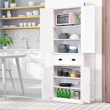Buy products such as sauder storage cabinet, multiple finishes at walmart and save. Homcom Traditional Freestanding Kitchen Pantry Cabinet Cupboard With Doors And 3 Adjustable Shelves White On Sale Overstock 22200563