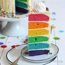 Colorful Rainbow Layer Cake | Bake to the roots