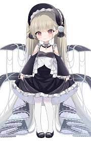 ribbon, red eyes, two-tone dress, rose, white dress - Anime R34