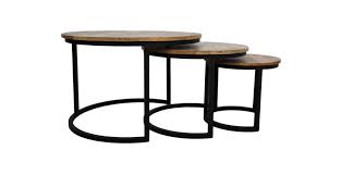 This coffee table has a rustic and natural style, measuring 42 in width it provides plenty of space for your decorating needs. 3 Piece Coffee Table Set District 70x70 Cm Mango Wood Iron Natural Coffee Side Tables Henk Schram Meubelen