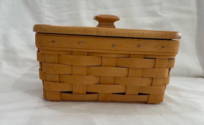 Longaberger Basket Maple Rectangular Lid Square Knob, Fabric & Plastic Liner | eBay