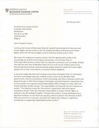 Don't be intimidated by writing to such an important person. John Ruggie Letter To European Commission President Jean Claude Juncker Shift