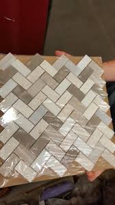 Lowes Beige And Grey Herringbone Backsplash Beige Kitchen Home Decor Kitchen Kitchen Tiles Backsplash