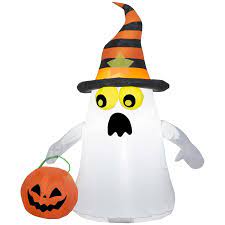 Home Accents Holiday 3 5 Ft Pre Lit Inflatable Airblown Frightened Ghost 224247 The Home Depot Halloween Party Decor Ghost Witch Hat