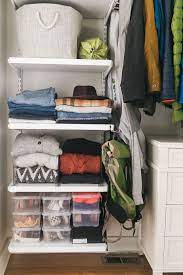 Closet Tour How To Organize A Small Closet With Getclairefied Video In 2021 Small Closet Closet Tour Elfa Shelving
