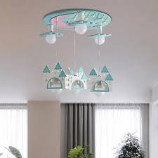 Small House 6 Lights Hanging Pendant Lights Wood Ceiling Light Fixtures Kids Room Lighting Beautifulhalo Com