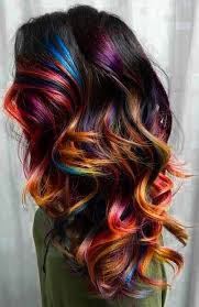 Black And Rainbow Hair Color Rainbow Highlights Hair Styles Unicorn Hair Color Multi Colored Hair