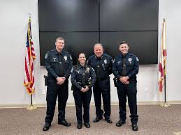 Today at the Stuart Police Department, Chief Tumminelli proudly  administered the oath of office to our newest officers—Danielle Matteucci,  Logan Burke, and Russell Bourne. These dedicated individuals have  officially joined the department