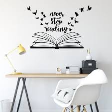 Never Stop Reading Wall Decal Library School Classroom Decal Book Study Room Vinyl Wall Sticker Re In 2020 Creative Wall Decor Creative Wall Painting Diy Wall Painting