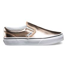 Rose gold slip on vans. Kids Metallic Leather Slip On Shop Girls Shoes At Vans