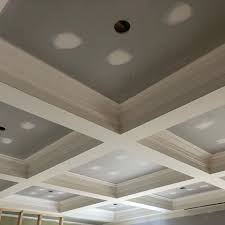 Check Out This Incredibly Simple Low Profile Coffer Ceiling Detail This Build Up Was Created With 1x4 S4s And Coffered Ceiling Ceiling Detail Ceiling Design