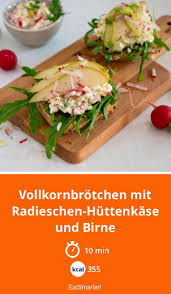 Vollkornbrotchen Mit Radieschen Huttenkase Und Bir Rezept Huttenkase Kalorienarmes Essen Clean Eating