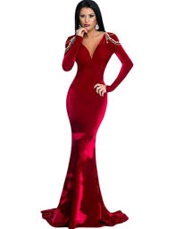 Pin By Kitti Vielbaum On Color Red Velvet Dress Long Long Sleeve Velvet Dress Velvet Evening Gown