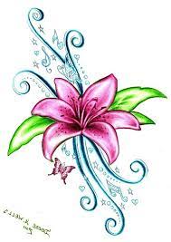 Lily tattoo je odličen način, da pokažejo svojo žensko stran in ta tetovaža prikazuje veliko rožnato lilija tatoo. Pink Lily Flower Tattoo Design