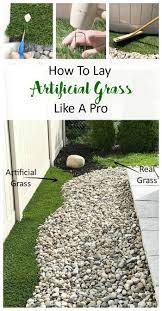 How To Lay Artificial Grass Like A Pro A Pretty Fix Laying Artificial Grass Artificial Grass Backyard No Grass Backyard