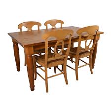 I also did two chairs on each side then more decorative comfy chairs on the ends so kids dont ruin them! 73 Off Pottery Barn Pottery Barn Dining Room Table With Four Chairs Tables