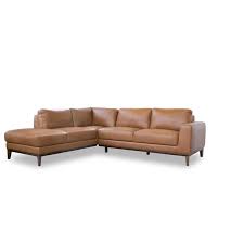 Light tan genuine leather sectional. Mid Century Modern Milton Tan Leather Sectional Sofa Left Chaise Walmart Com Walmart Com