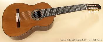 1985 Sergei De Jonge 8 String Classical Guitar Www 12fret Com Since an 8 string guitar has two additional strings compared to the traditional 6 string guitar, there are obviously different tuning combinations that become possible.