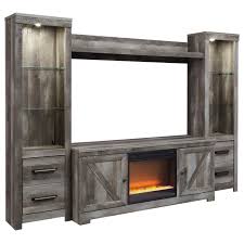 › montgomery espresso corner electric fireplace acrylic embers. Signature Design By Ashley Wynnlow Wall Unit With Fireplace 2 Piers In Rustic Gray Finish Royal Furniture Wall Unit