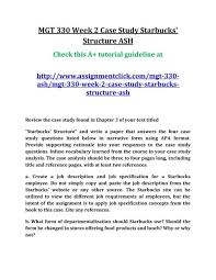 The title of the paper is written in bold with each significant word capitalized (title case). Ash Mgt 330 Week 2 Case Study Starbucks