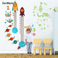 Space Rocket Height Growth Chart Measure Sticker Kids Baby