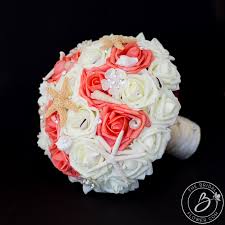 Maybe you would like to learn more about one of these? Coral Beach Wedding Bouquet With Shells And Starfish The Bridal Flower Silk And Real Touch Wedding Bouquets