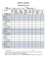 Self Monitoring Chart Grades And Appropriate Classroom Behavior
