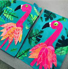 Fancy Flamingo Collage Sketchbook Studio Kindergarten Art Elementary Art Projects Spring Art Projects
