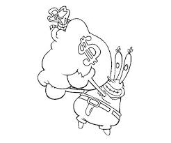 Mr Krabs Hold Bag Of Money Coloring Page Netart