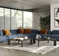 Forman - Modern Blue Fabric Modular Armless Sectional Seat