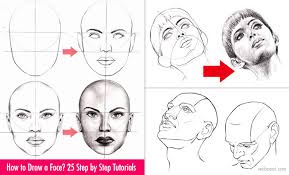 Then draw l i nes a cr oss the fa ce. How To Draw A Face 25 Step By Step Drawings And Video Tutorials