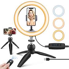 Ubeesize 10 Led Ring Light With Tripod Stand Phone Holder Dimmable Desk Makeup Ring Light Perfect For Live Streaming Youtube Video Photography 3 Light Modes And 11 Brightness Levels U Photo