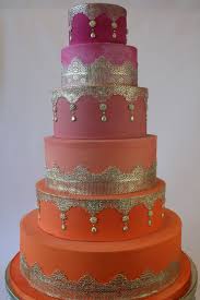 6 Tier Bright Colored And Gold Indian Inspired Wedding Cake Amy Beck Cake Design Chicago Il Indian Cake Wedding Cake Chicago Wedding Cakes With Cupcakes