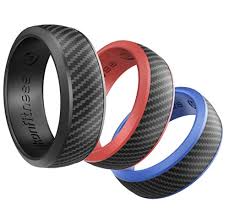 8mm Fitness Silicone Rubber Wedding Ring Carbon Fiber Texture Skin Safe 3 Pack Sar Sil Silicone Wedding Ring Men Rubber Rings Wedding Silicone Wedding Rings