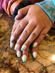 Long pink blue ombre coffin french shiny fake nails summer lovely salon glossy ballet nails false nail medium art. Victory Nails Blue And White Ombre Acrylic Powder Facebook