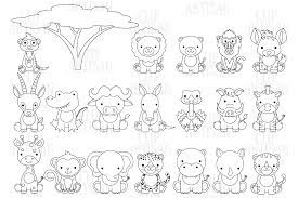Safari Baby Animals Clipart Jungle Animals Digital Stamp By Clipartisan Thehungryjpeg Com