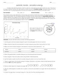 ionization energy worksheet