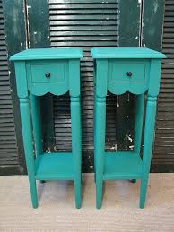 Tirquoise End Table Small Reclaimed Turquoise Paint 1 Dr Tall Small Accent Side Table Tables Tall Accent Table Accent Side Table Diy Side Table