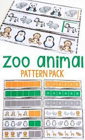 Zoo Animal Pattern Pack Patterns Math Centers Kindergarten Math Activities Zoo Animals Zoo Preschool
