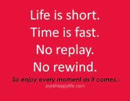 Life Quote Life Is Short Time Is Fast No Replay No Rewind So Enjoy Every Moment As It Comes