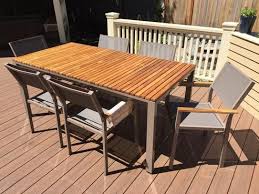 Hampton Bay Barnsdale Teak 7 Piece Patio Dining Set Set T1840 C2011 The Home Depot Patio Dining Wicker Dining Set Patio Dining Set