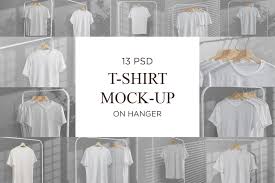 Download T Shirt Mock Up On Hanger In Apparel Mockups On Yellow Images Creative Store