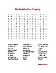 The Distributive Property Word Search Literal Equations Math Words Math Word Search