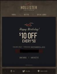 hollister birthday email email