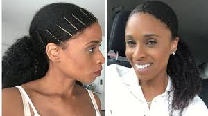 Twist your hair, and slip your bobby pin underneath to secretly pin back your strands. 4c Slicked Bobby Pin Ponytail Hair Tutorial Youtube