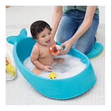 Baby is 3 months and we've used it about that long. Skip Hop Moby Smart Sling 3 Stage Bathtub Blue