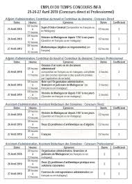 Emploi Du Temps Concours Infa Voyage A Madagascar
